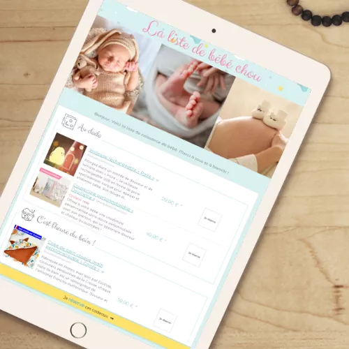 Liste de naissance visuel tablette